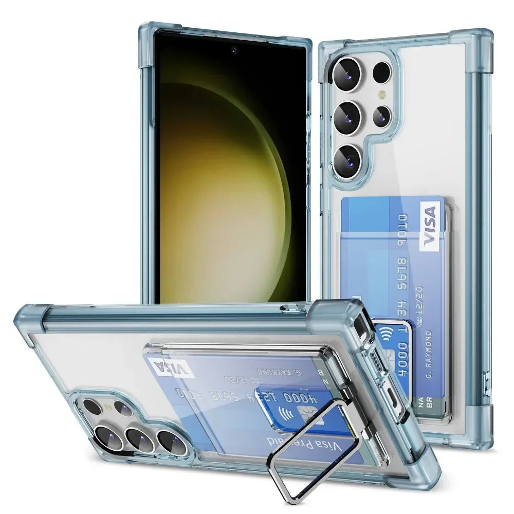 Clear Cover with Card Slot Holder Case for Samsung