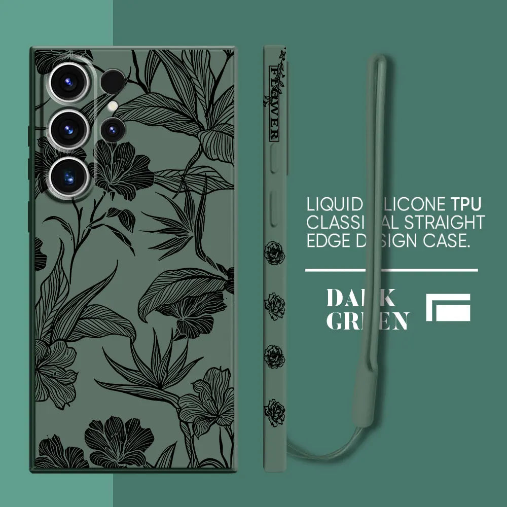 Flower Line Art Soft Silicone Phone Case for Samsung