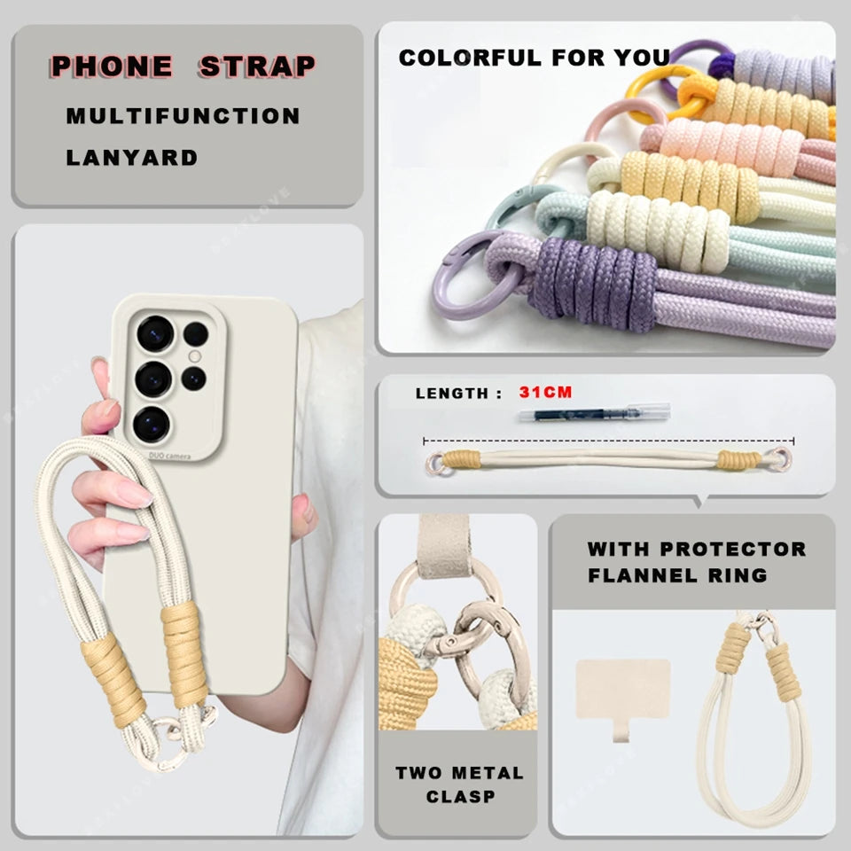Wrist Strap Liquid Silicone Phone Case For Samsung