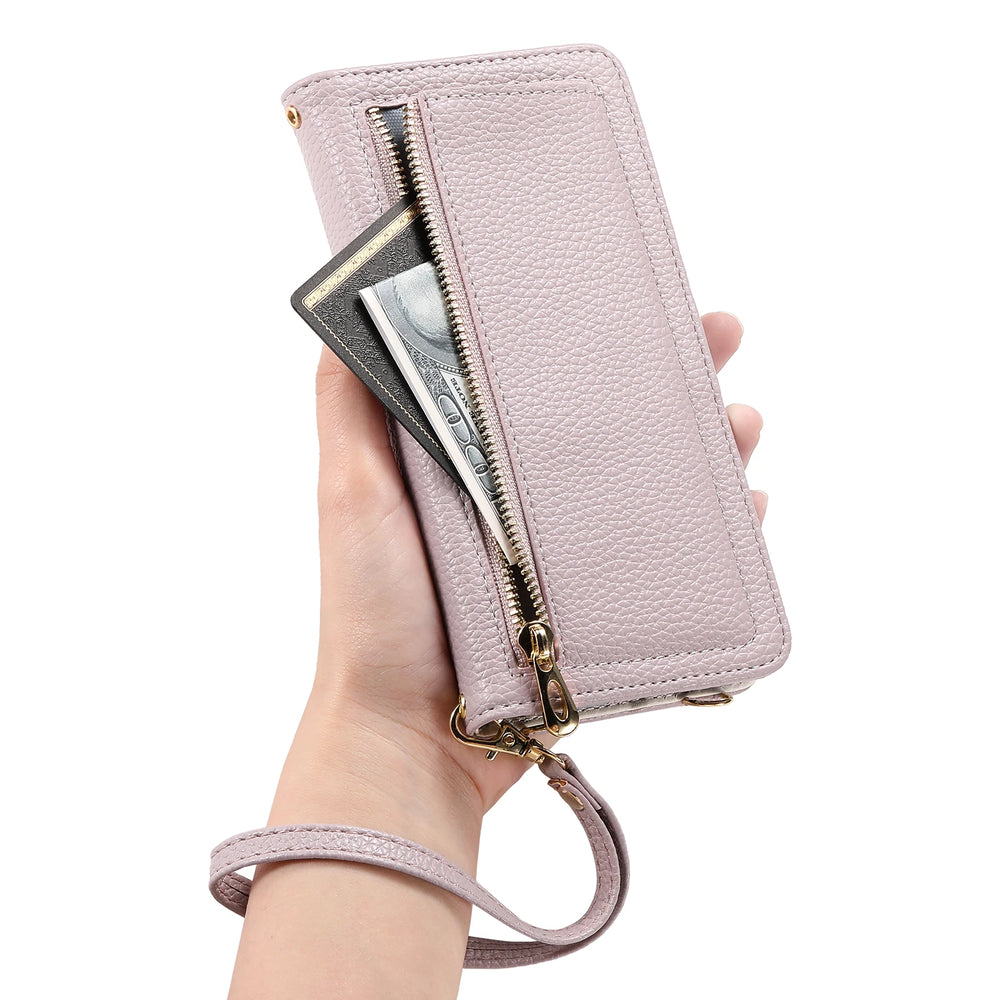 Crossbody Zipper Card Solt Wallet Leather Case For Samsung