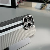 Alloy Lens Hit Color Hard PC  Carbon Fibre Wireless Charging Case for iPhone