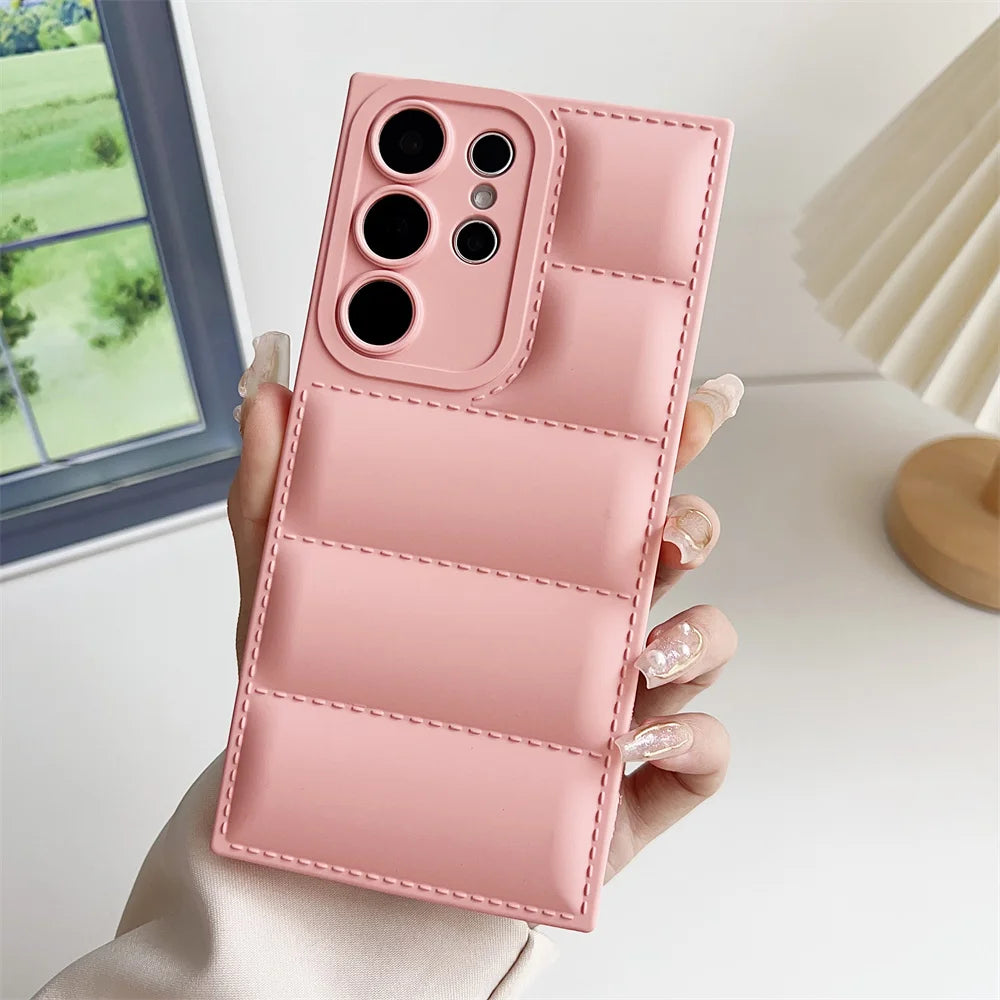 Candy Color Soft Down Jacket Case For Samsung Galaxy