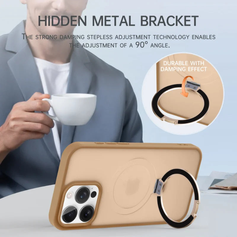 Shockproof Magnetic Kickstand Matte Case For iPhone