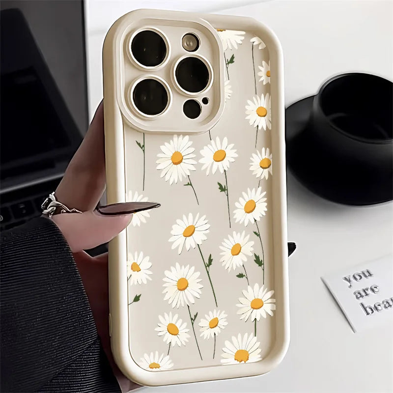 Daisy Flower Soft Silicone Shockproof Case For iPhone