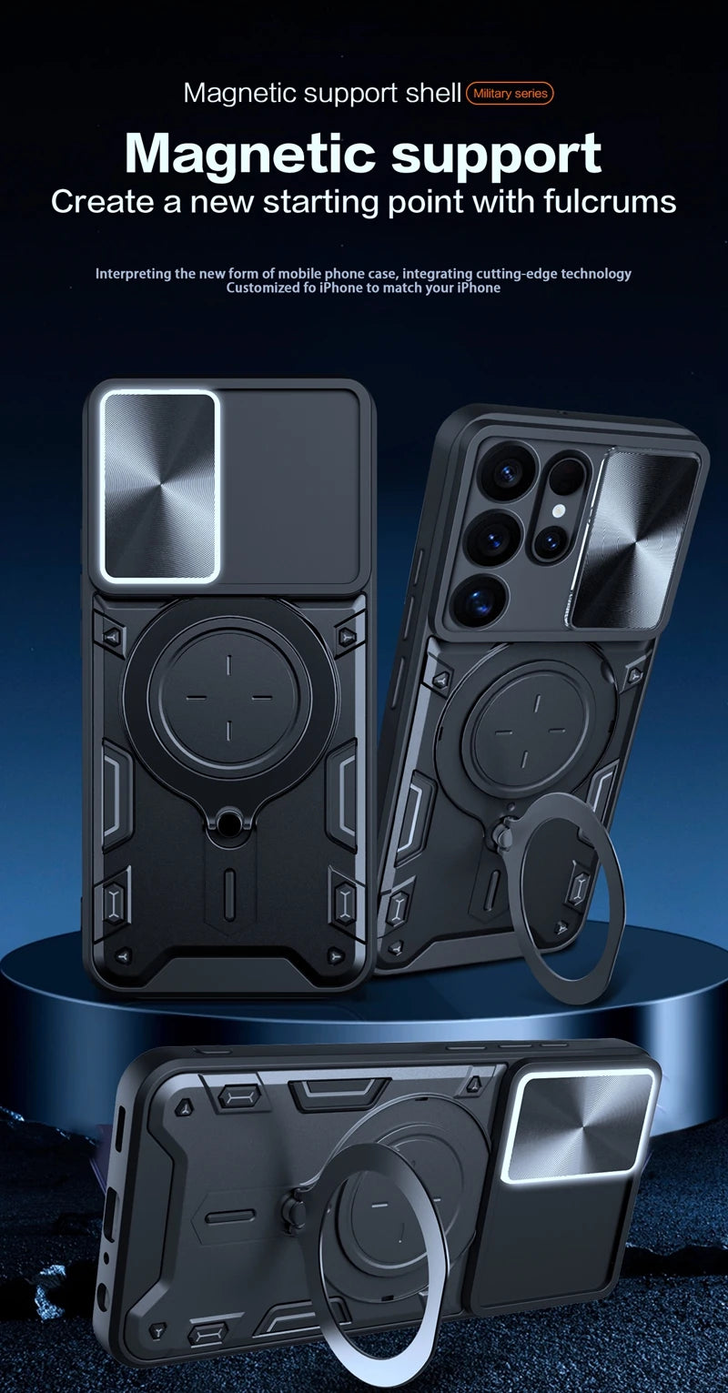 Magnetic Ring Holder Armor Shockproof Case For Samsung