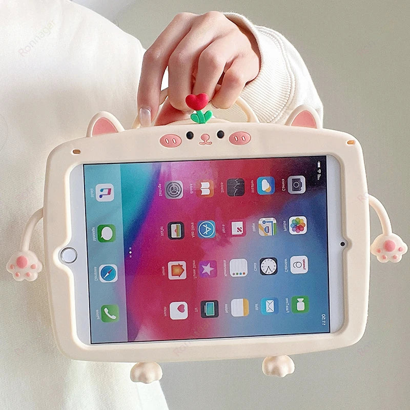 Cartoon Horse Silicone swivel bracket Case For iPad