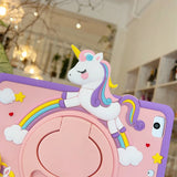 Cartoon Horse Silicone swivel bracket Case For iPad