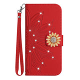 Glitter Sunflower Leather Wallet Flip Case for Samsung