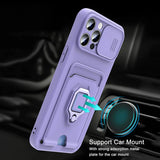 Magnetic Ring Card Holder Slide Camera Protector Case For iPhone