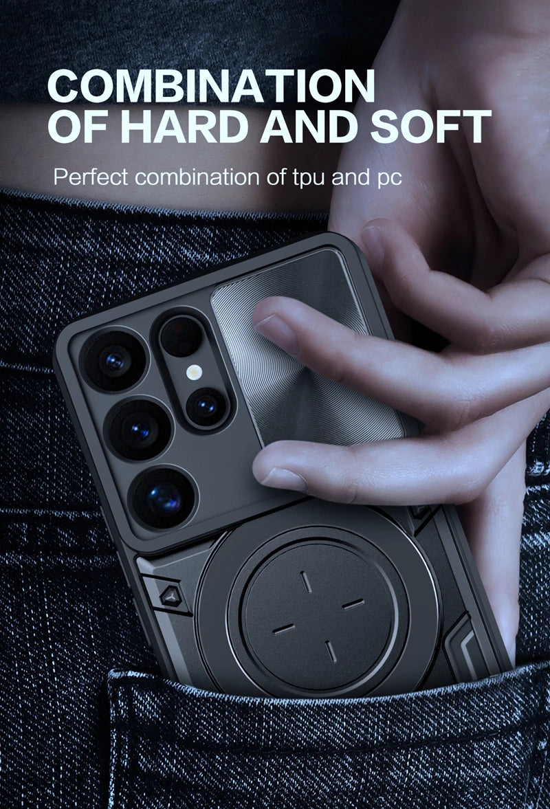Magnetic Ring Holder Armor Shockproof Case For Samsung