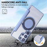 Flip Slot Card Leather Wallet Clear Magnetic Phone Case For Samsung