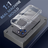 HD Acrylic Clear Wallet Card Slots Case For iPhone
