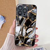 Marble Pattern  Tempered Glass Phone Case For iPhone