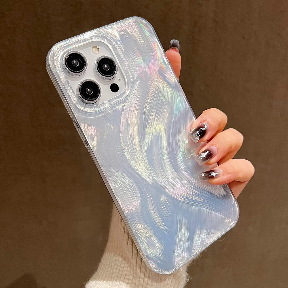 Luxury laser silver gradient silicone soft case for iPhone