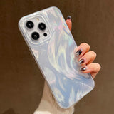 Luxury laser silver gradient silicone soft case for iPhone