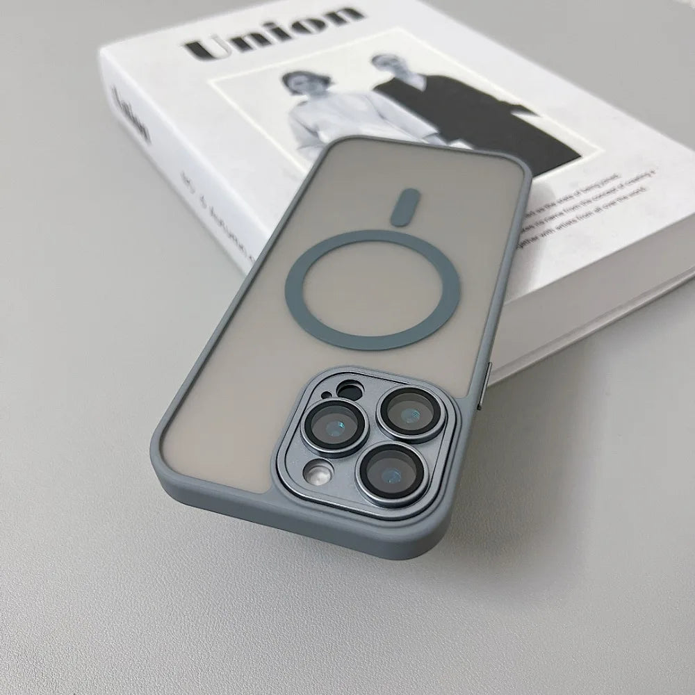 Magnetic Luxury Matte Translucent Armor Shockproof Case For iPhone