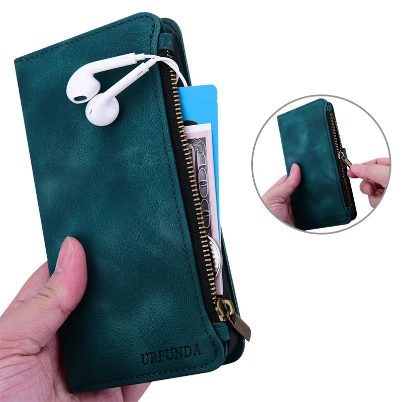 Luxury Zipper Wallet Flip Case For iPhone