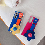 Flowers Leather Wristband Phone Case For Samsung Galaxy