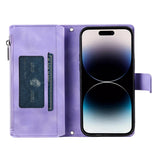 Embossed PU Leather Zipper Wallet Case for iPhone