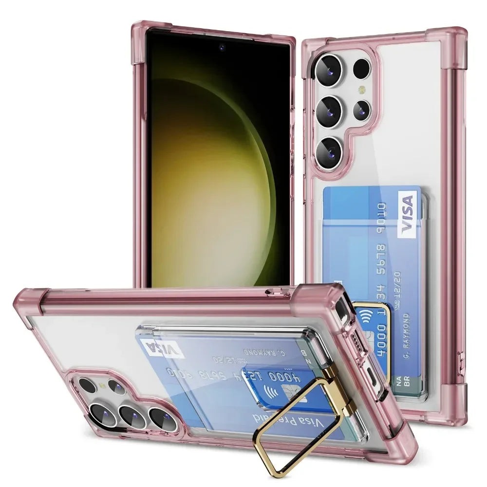 Clear Cover with Card Slot Holder Case for Samsung