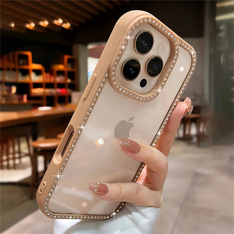 Luxury Bling Rhinestone Diamond Transparent Case For iPhone