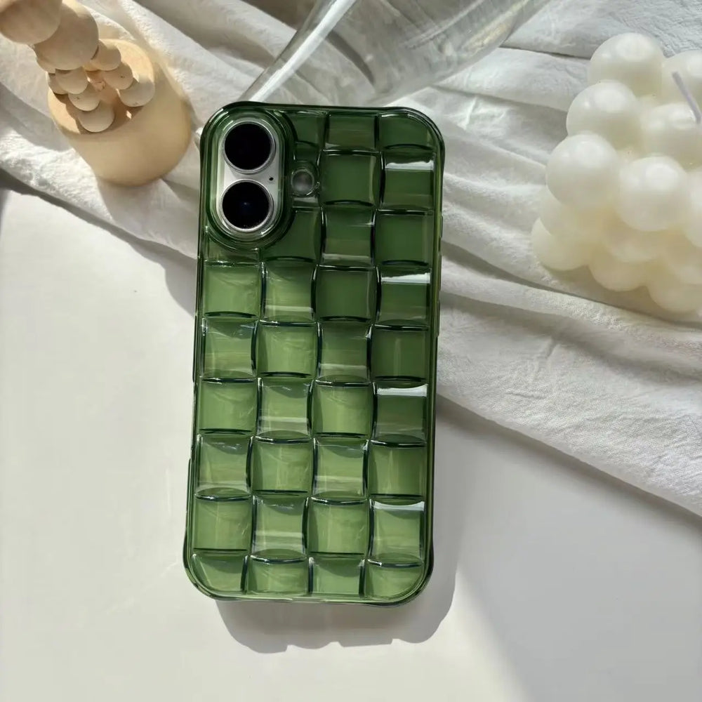 Stereoscopic Green Woven Plaid Case for iPhone