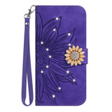 Glitter Sunflower Leather Wallet Flip Case for Samsung