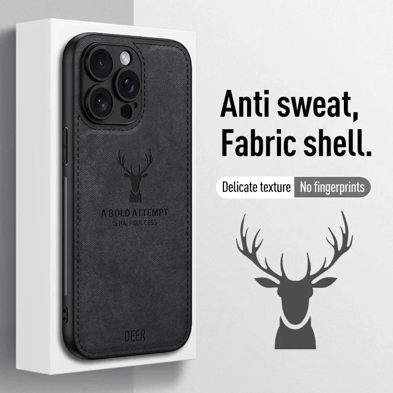 Luxury Cloth Leather Deer Head Pattern Case for iphone