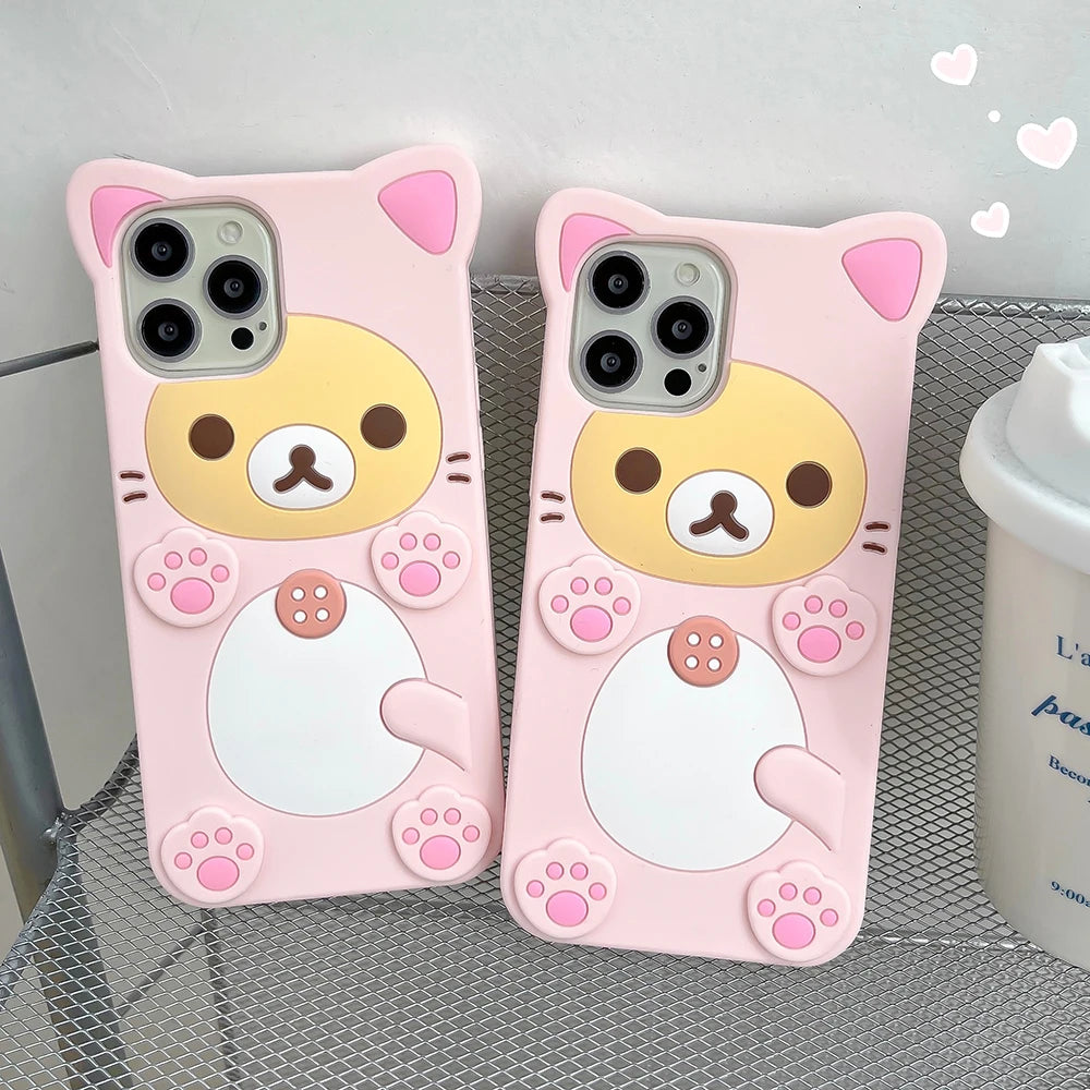 3D Cartoon Kawaii Rilakkuma Bear Soft Silicon Case For iPhone