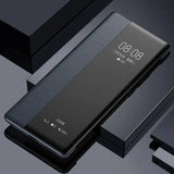 Leather Flip Clear Windows Protective Cover Phone Case For Galaxy