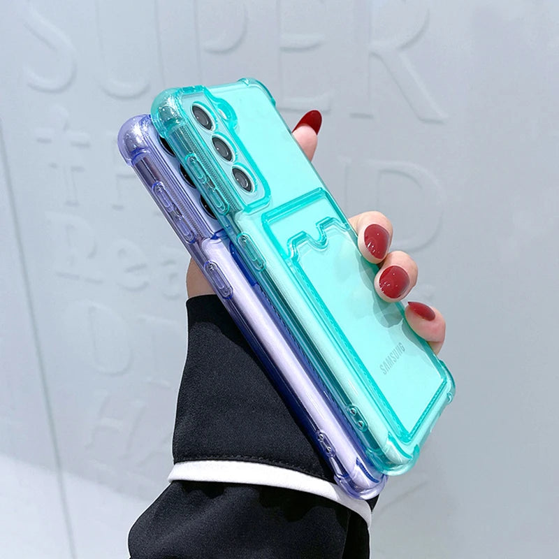 Card Bag Wallet Clear Phone Case For Samsung Galaxy