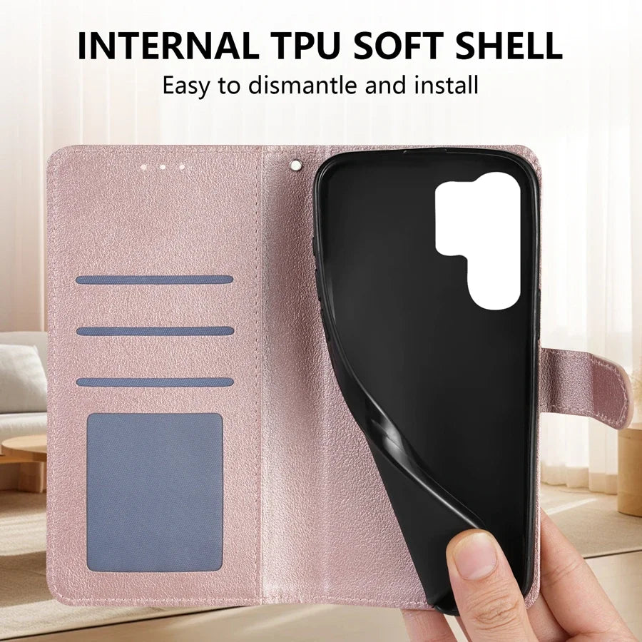 Wallet With Card Slot Magnetic Flip Leather Case For Samsung