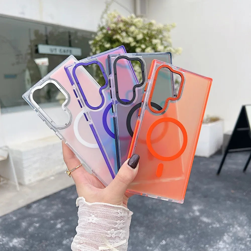 Metal Lens MagSafe Phone Case For Samsung