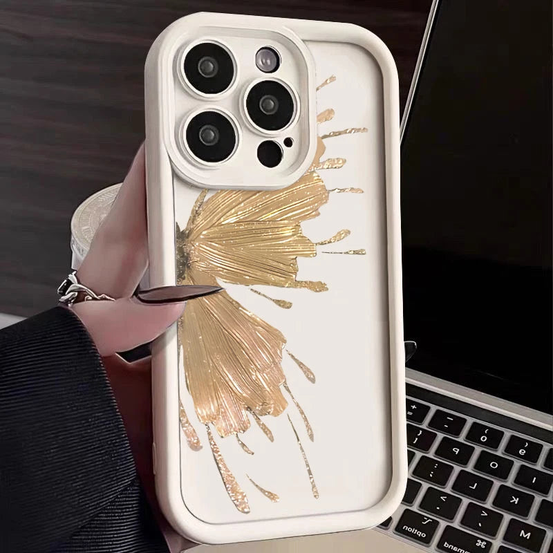 Candy Color Gilt Butterfly Shockproof Soft TPU Silicone Case For iPhone