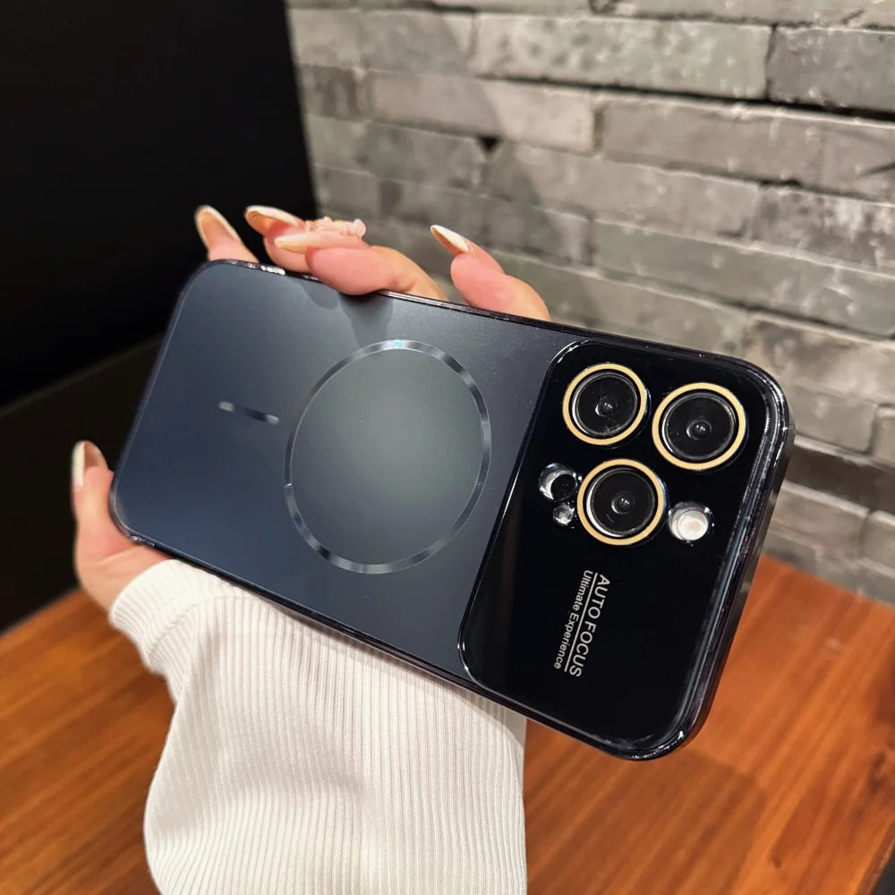 Luxury Large Glass Window Magsafe Case For iPhone
