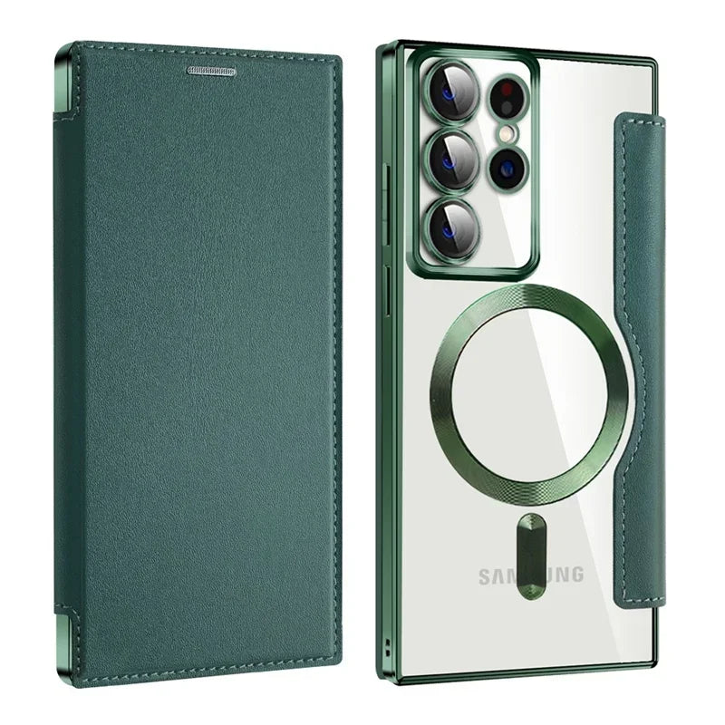 Flip leather business card slot for Samsung