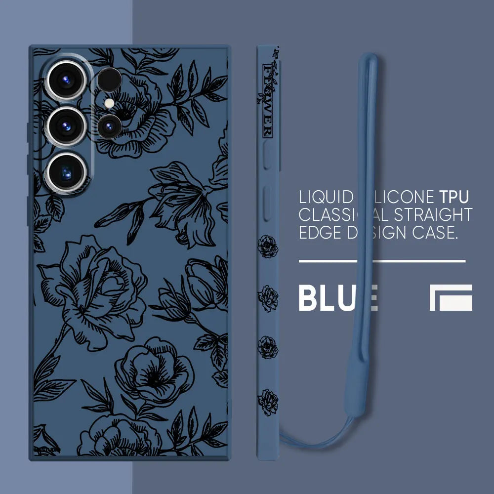 Flower Line Art Soft Silicone Phone Case for Samsung