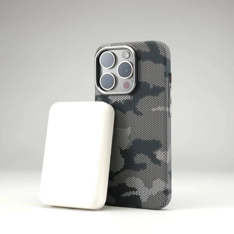 Camouflage Graffiti Relief Alloy MagSafe Phone Case For iPhone
