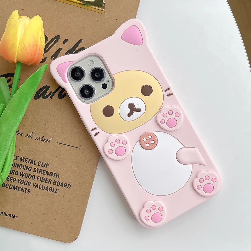 3D Cartoon Kawaii Rilakkuma Bear Soft Silicon Case For iPhone
