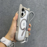 Cute Cat Ear Magsafe with Wrist Strap Chain Case for iPhone