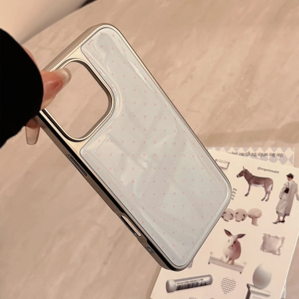 Electroplated INS Simple Polka Dots Phone case For iPhone