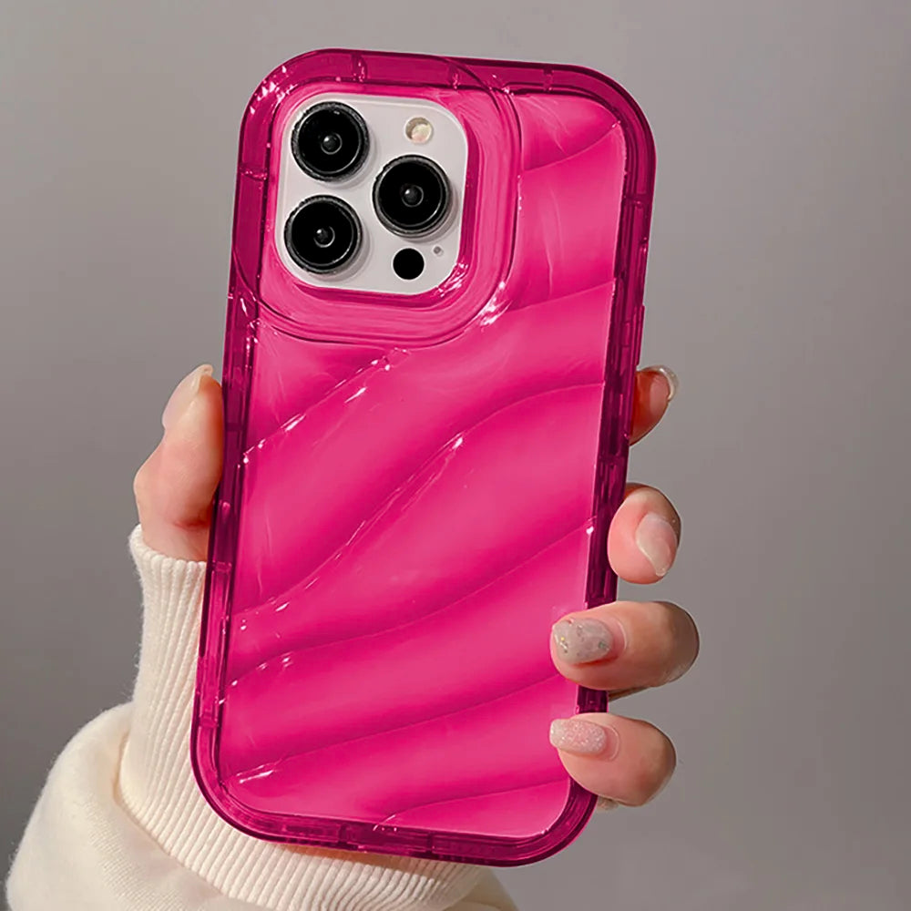 Soft Candy Transparent Wavy Texture Case For iPhone
