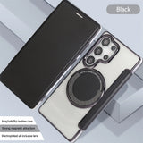 Flip Slot Card Leather Wallet Clear Magnetic Phone Case For Samsung