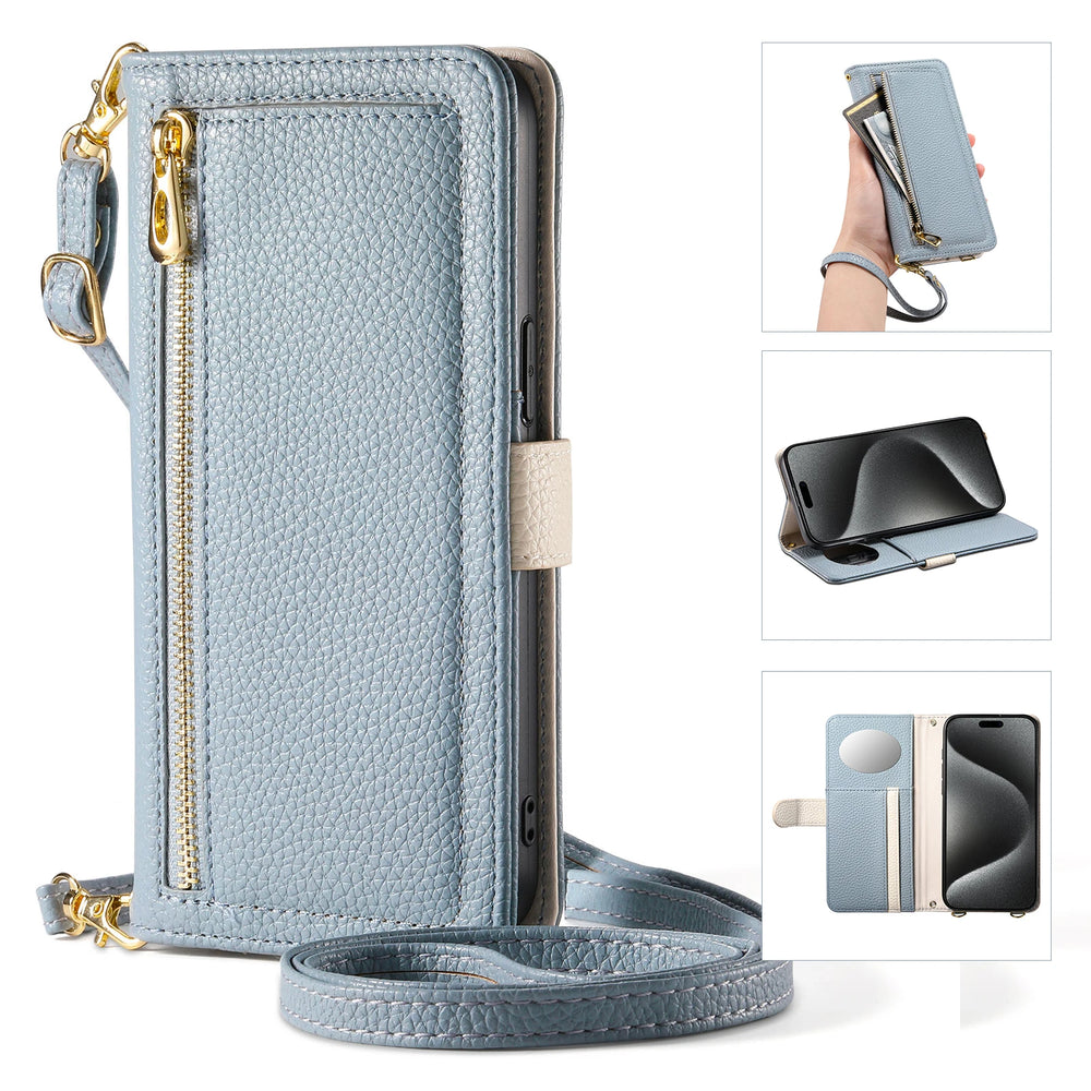 Crossbody Zipper Card Solt Wallet Leather Case For Samsung