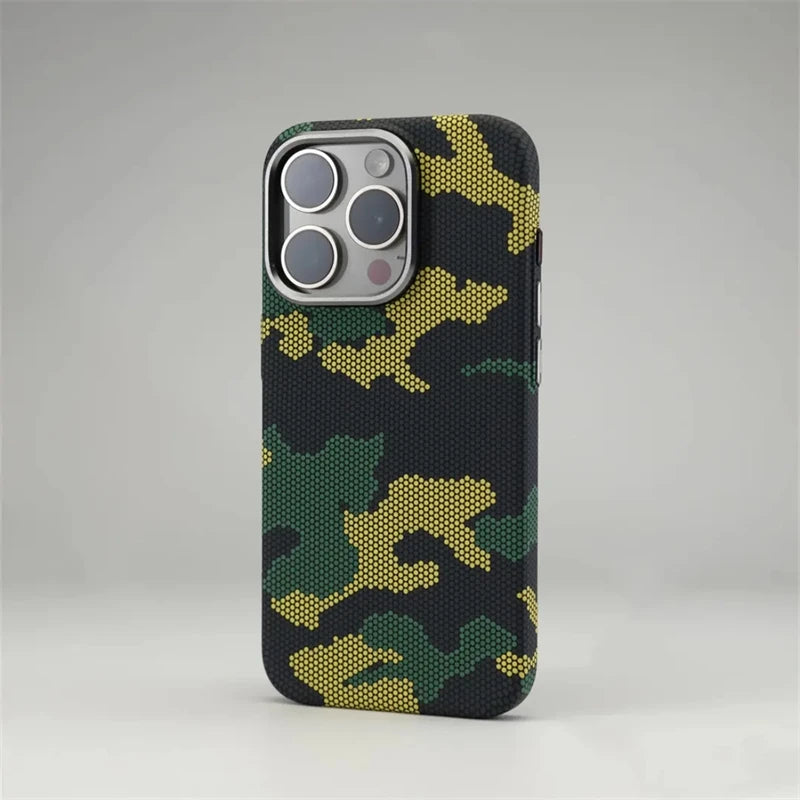 Camouflage Graffiti Relief Alloy MagSafe Phone Case For iPhone