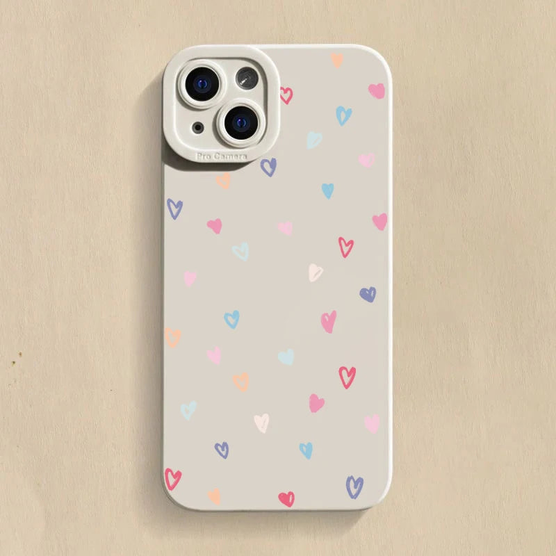 Colorful Small Love Heart Silicone Soft Phone Case For iPhone