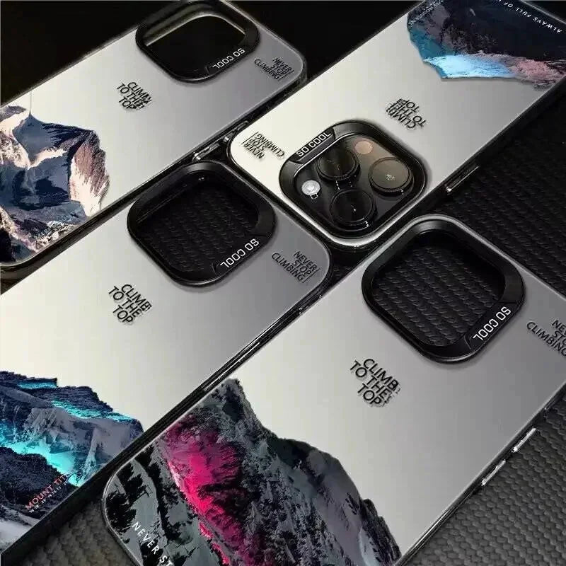 Snow Mountain Landscape Sunset Plating Matte Case For IPhone
