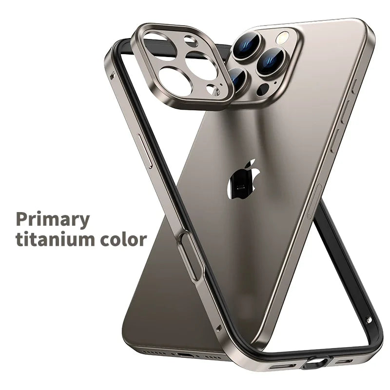 Camera Protection + Hybrid Silicone Frame Aluminum Metal Case For iPhone