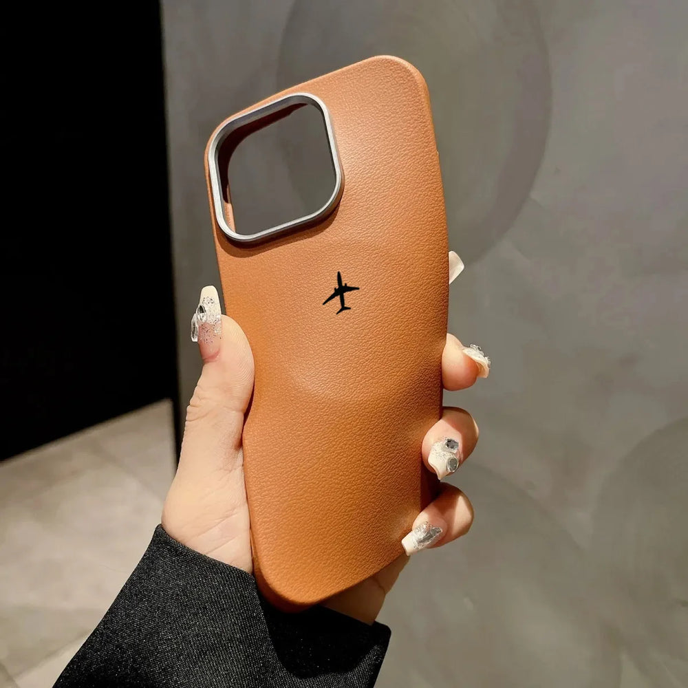 Airplane Lichee Design Leather Case For iPhone