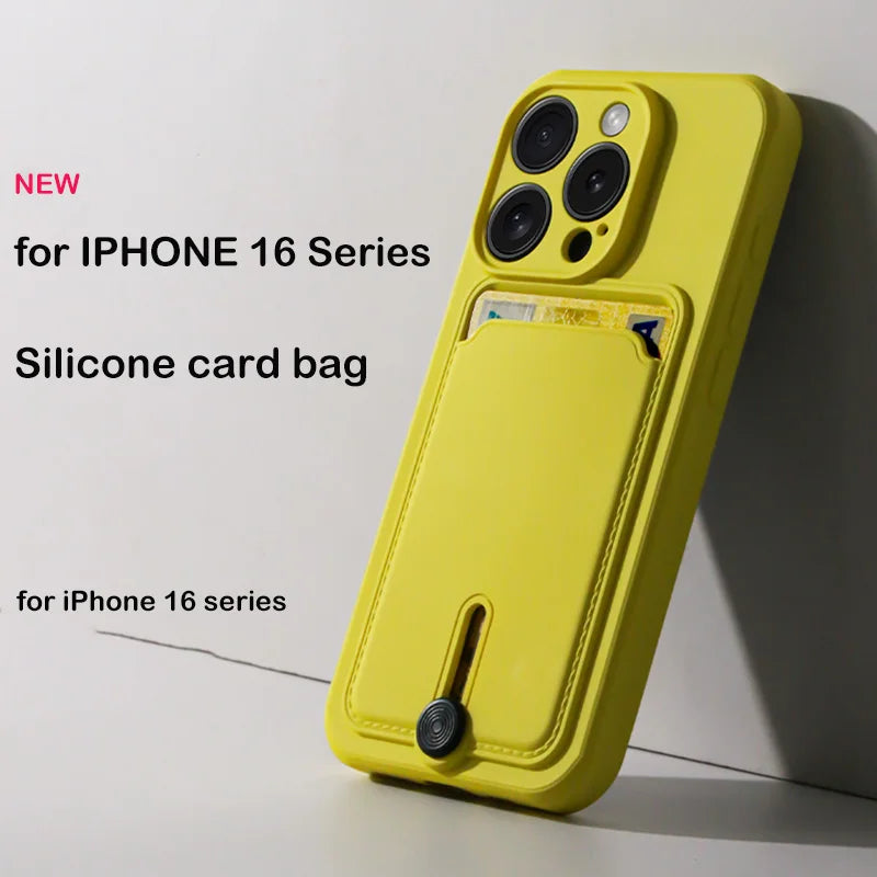Push Card Bag Slot Holder Wallet silicone Phone Case For iPhone